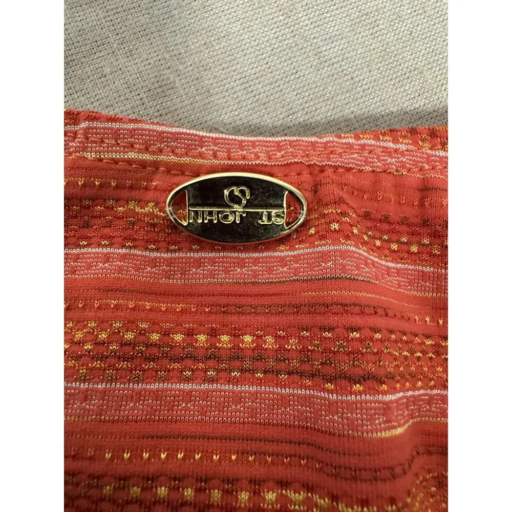 St. John Swim Skirt Womens Small Orange Gold Stripe Ring Made USA Style 1000 - Picture 6 of 9